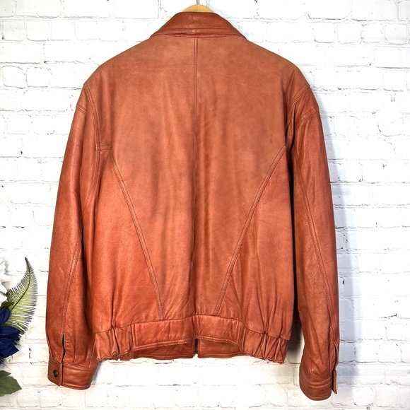 VINTAGE |•MEMBERS ONLY•| Totally 70s Brown! • 100% Leather Bomber Jacket - Picture 7 of 15